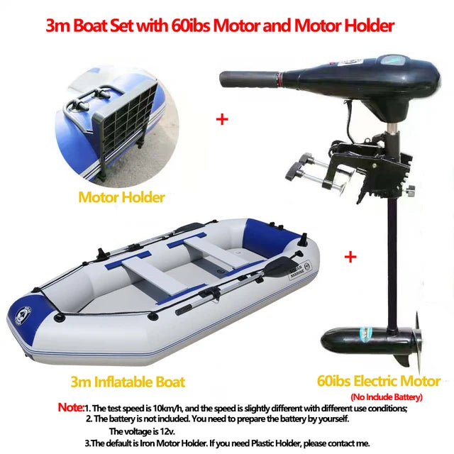 Schlauchboot 330cm mit Elektrische Motor Set für Angeln 1 ~ 5 Personen Air Deck Boot