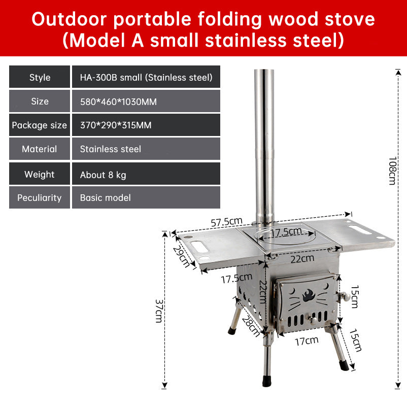 Outdoor Courtyard Firewood Stove Carbon Steel Portable Foldable Wood Camping Stove For Outdoor Tents