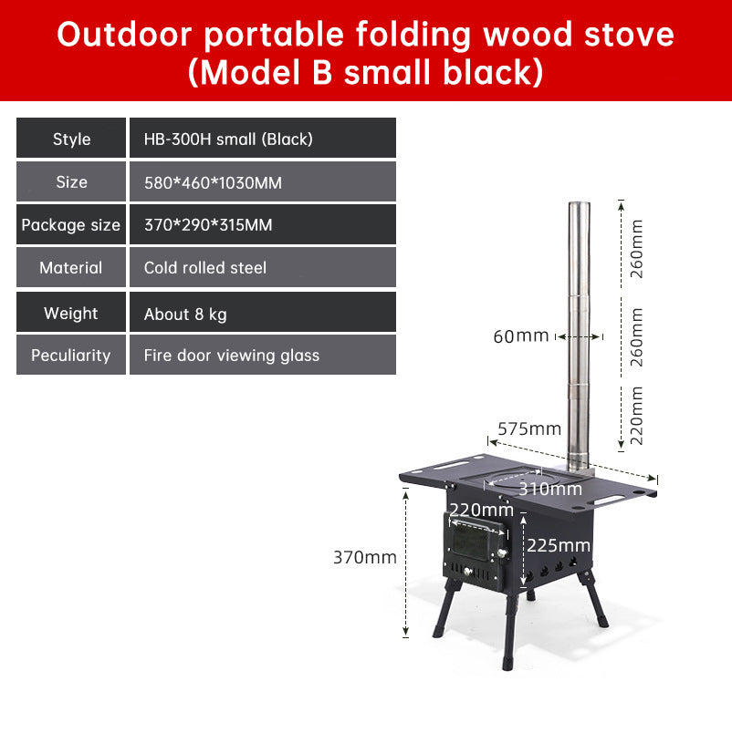 Outdoor Courtyard Firewood Stove Carbon Steel Portable Foldable Wood Camping Stove For Outdoor Tents