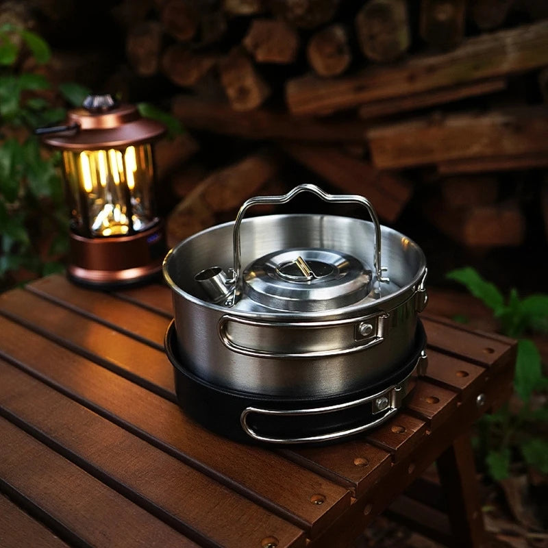 Camping Kochgeschirr Utensilien Ausrüstung Camping Zubehör Kits Kochgeschirr Falt kochset für 4-5 Personen Kochen im Freien