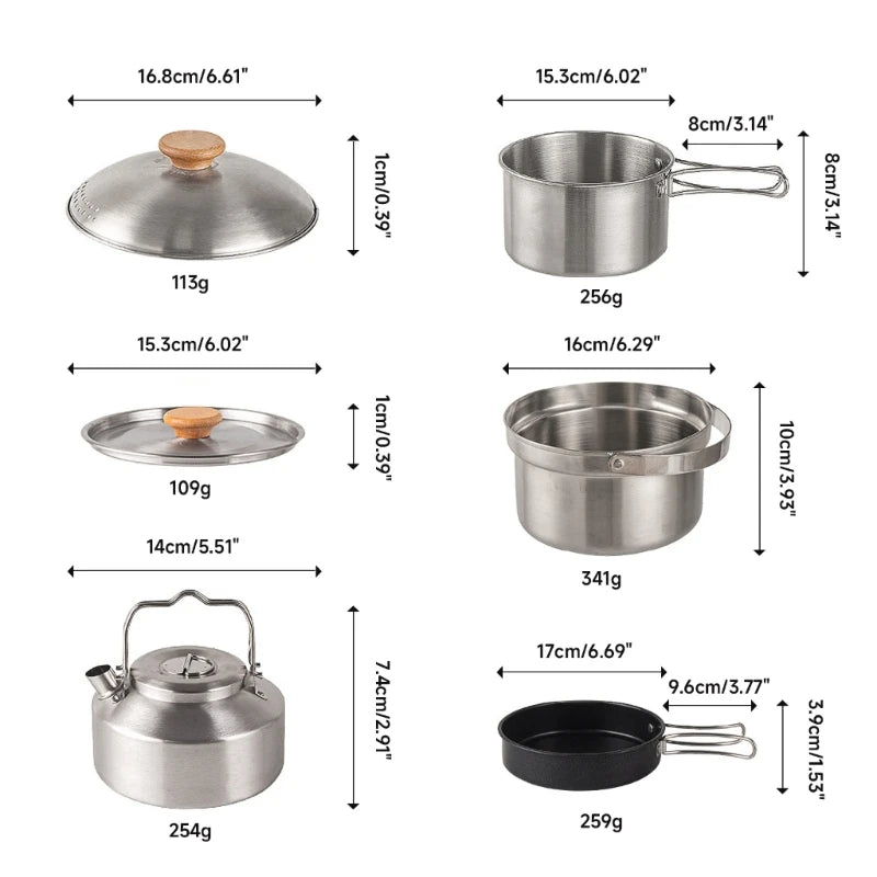 Camping Kochgeschirr Utensilien Ausrüstung Camping Zubehör Kits Kochgeschirr Falt kochset für 4-5 Personen Kochen im Freien