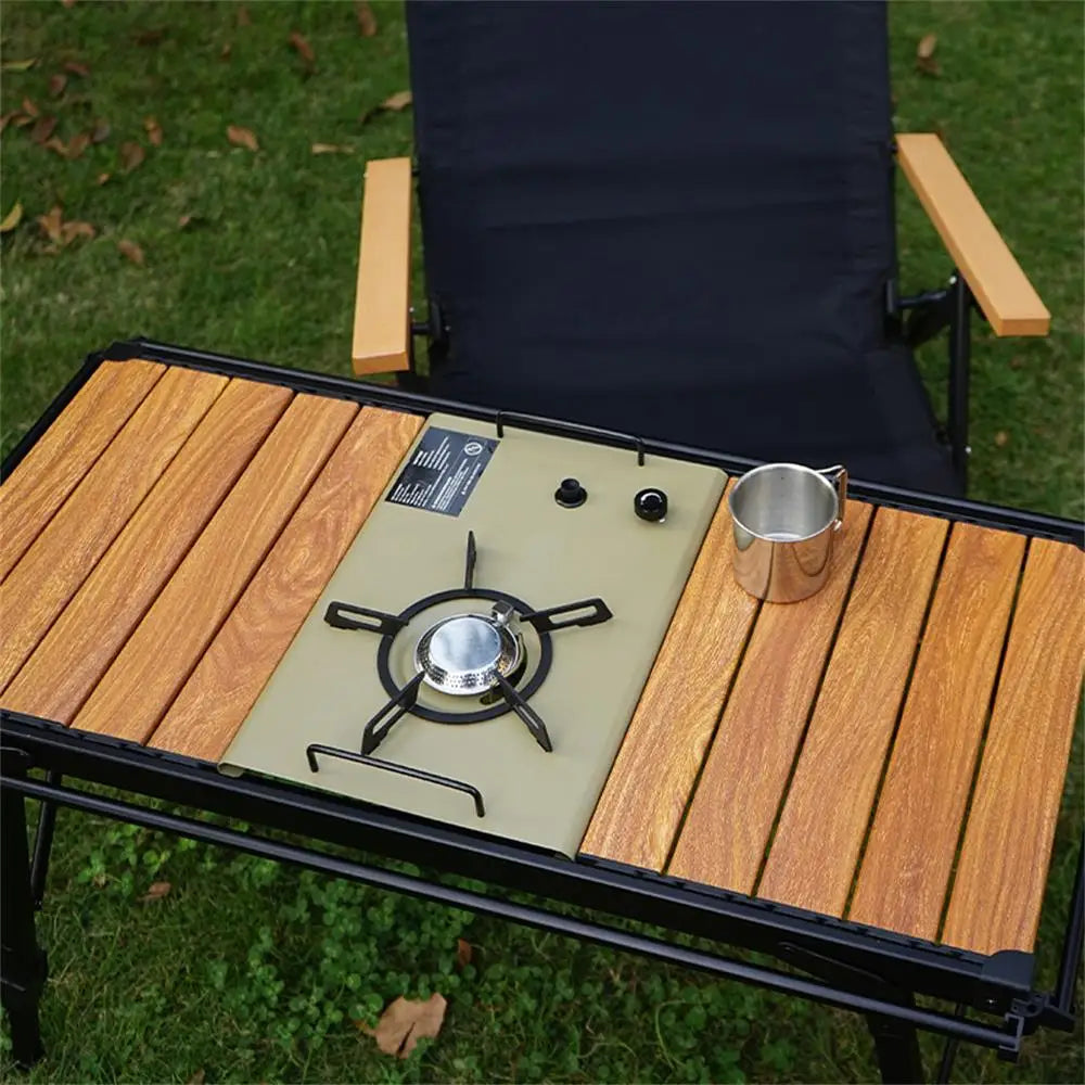 Klappbarer Tisch Aluminium multifunktion tragbarer Grill Grill Holztisch für Picknick Angeln Wandert isch im Freien