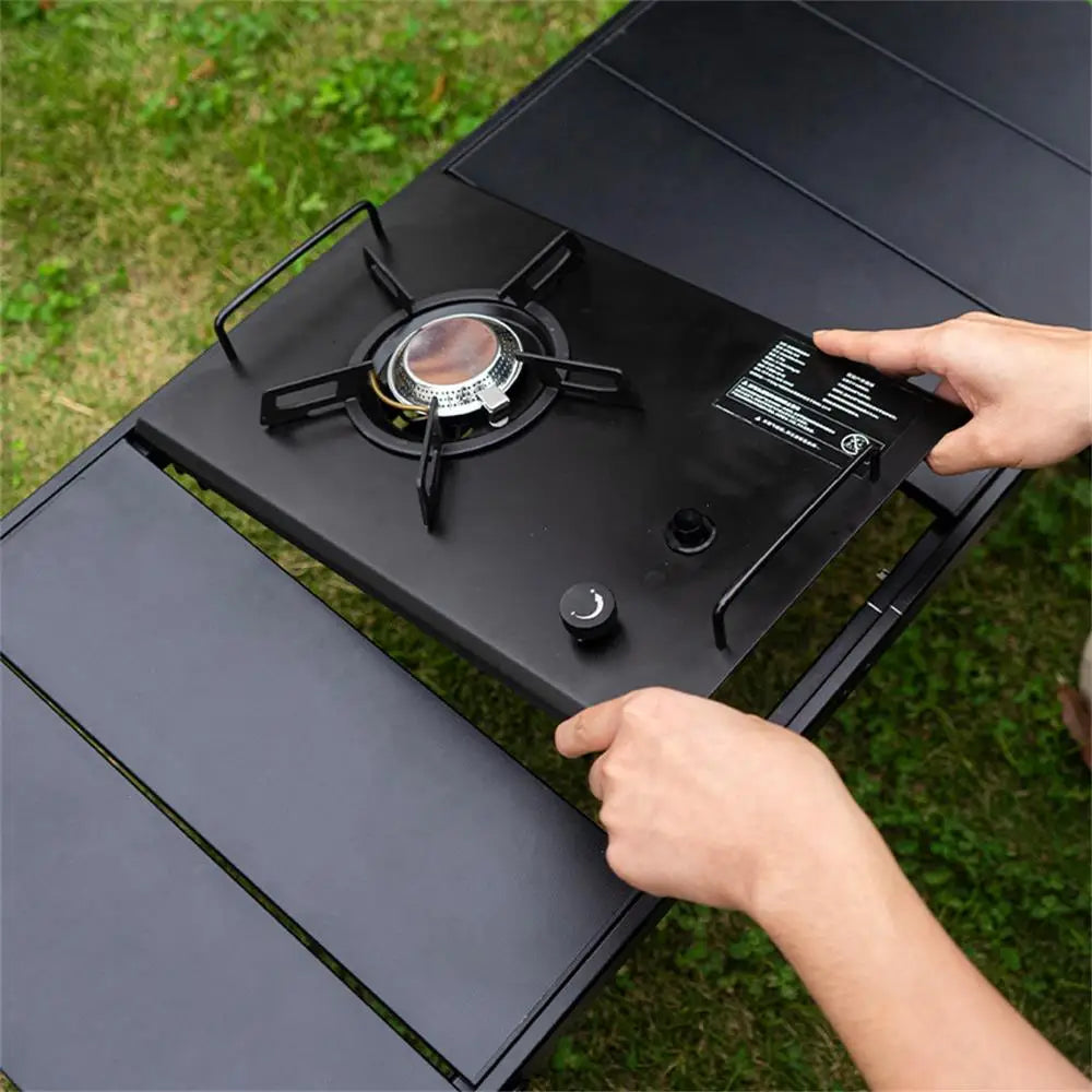 Klappbarer Tisch Aluminium multifunktion tragbarer Grill Grill Holztisch für Picknick Angeln Wandert isch im Freien