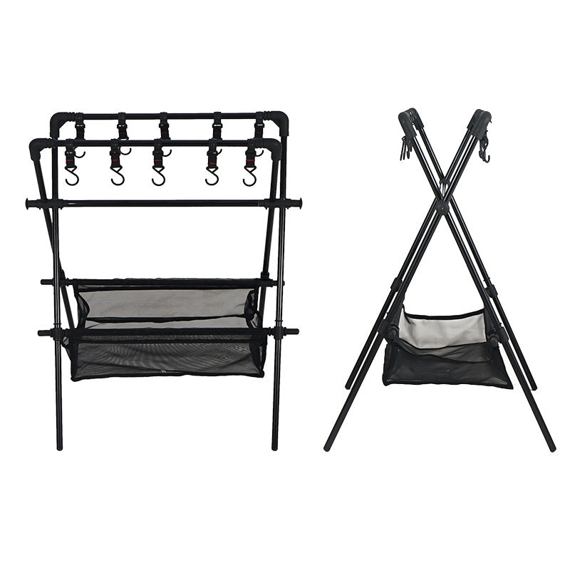 Outdoor camping folding shelf camping car drying rack drying net drying rack storage rack