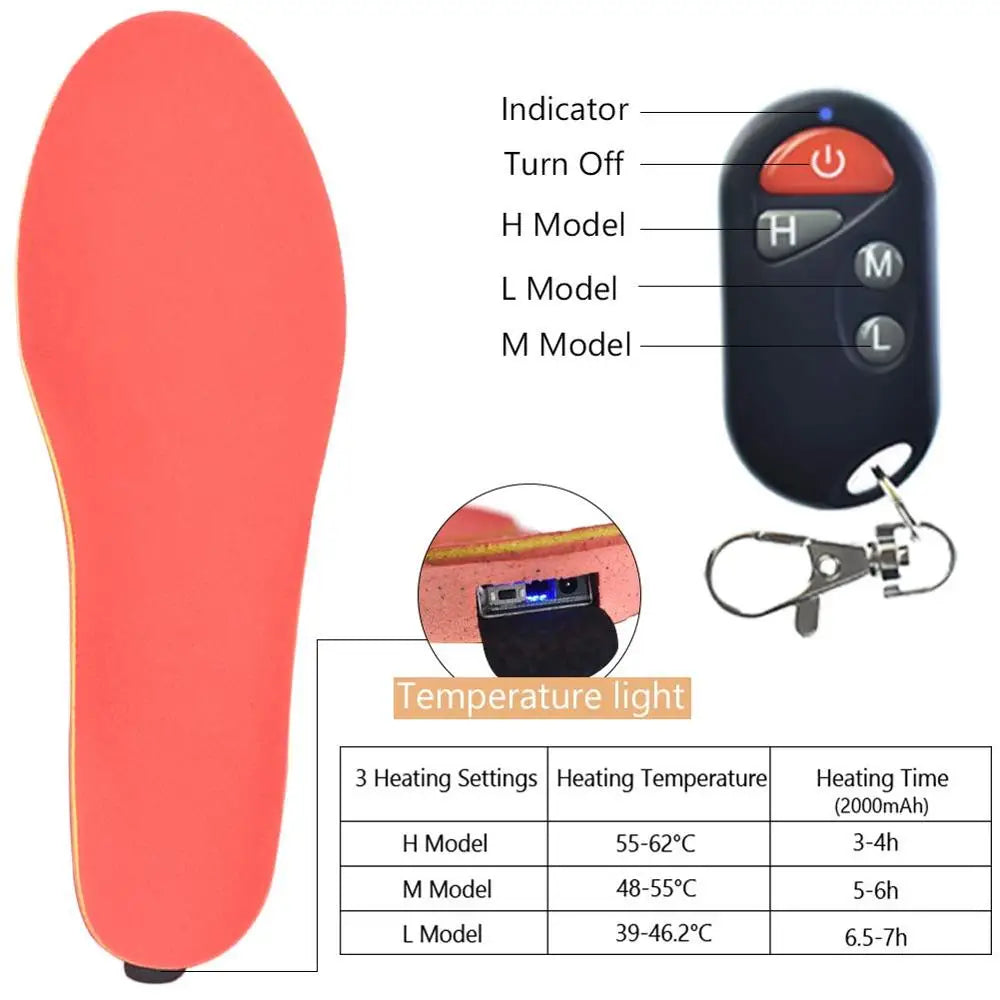 1800mAh Rechargeable Electric Heating Insoles With Remote Control Winter Warm Heated Insoles Sport Shoes Pads For Skiing Hunting