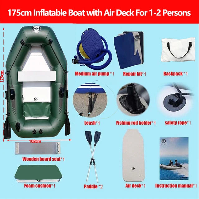 Neues grünes Fischerboot für 1-6 Personen mit Luftdeck böden 0,7mm verdicktes PVC-Fischerboot mit Laminat für Wassersport arten