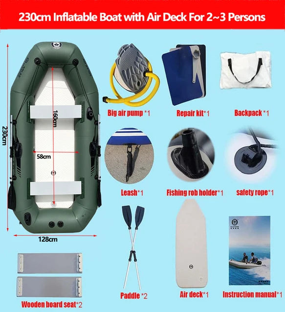 Neues grünes Fischerboot für 1-6 Personen mit Luftdeck böden 0,7mm verdicktes PVC-Fischerboot mit Laminat für Wassersport arten