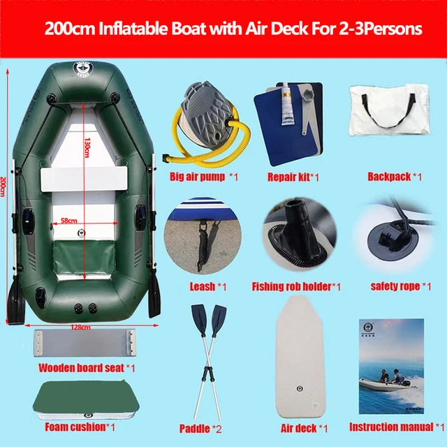 Neues grünes Fischerboot für 1-6 Personen mit Luftdeck böden 0,7mm verdicktes PVC-Fischerboot mit Laminat für Wassersport arten