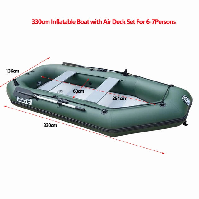 Neues grünes Fischerboot für 1-6 Personen mit Luftdeck böden 0,7mm verdicktes PVC-Fischerboot mit Laminat für Wassersport arten