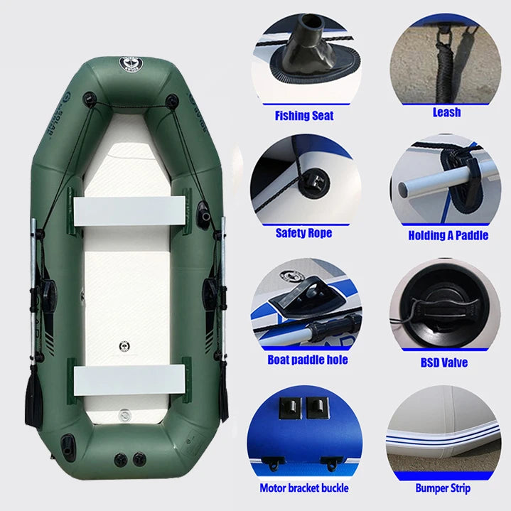 Neues grünes Fischerboot für 1-6 Personen mit Luftdeck böden 0,7mm verdicktes PVC-Fischerboot mit Laminat für Wassersport arten