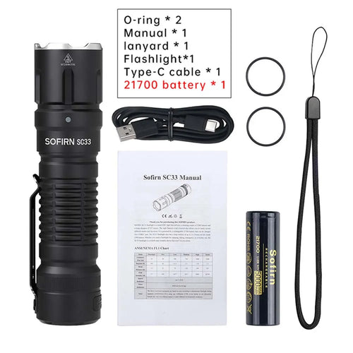 Sofirn SC33 XHP70.3 HI LED Flashlight Tactical 5200lm Powerful 21700