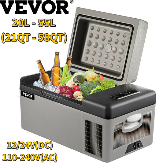 VEVOR Mini Car Refrigerator Fridge Freezer 12V/24V DC 110 240V AC