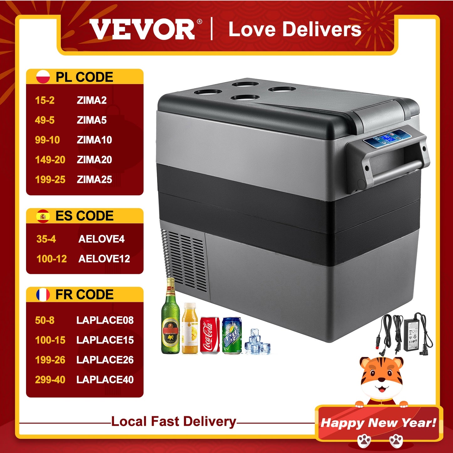 VEVOR Mini Car Refrigerator Fridge Freezer 20L 22L 35L 45L 55L